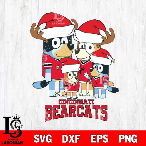 Cincinnati Bearcats Christmas Bluey Santa Family Cut Files,Bluey Cricut,Christmas Svg , Bluey svg , Digital Download, dxf eps png pdf file