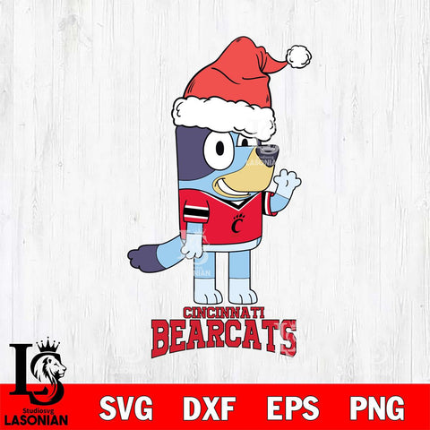 Cincinnati Bearcats Christmas Bluey Say Hi Cut Files,Bluey Cricut,Christmas Svg , Bluey svg , Digital Download, dxf eps png pdf file