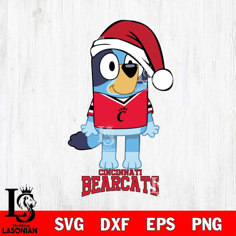 Cincinnati Bearcats Christmas Bluey Sport Cut Files,Bluey Cricut,Christmas Svg , Bluey svg , Digital Download, dxf eps png pdf file