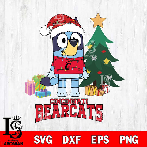 Cincinnati Bearcats Christmas Bluey Tree Sport Cut Files,Bluey Cricut,Christmas Svg , Bluey svg , Digital Download, dxf eps png pdf file