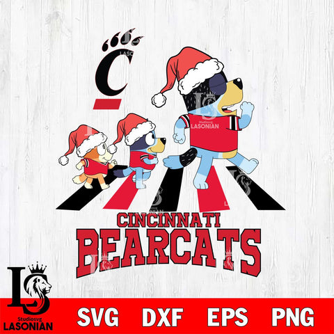 Cincinnati Bearcats Christmas Family Bluey Walking Cut Files,Bluey Cricut,Christmas Svg , Bluey svg , Digital Download, dxf eps png pdf file