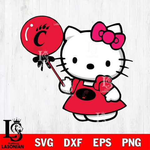 Cincinnati Bearcats Cute Hello Kitty 2 Svg Eps Dxf Png File, Digital Download, Instant Download