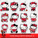 Cincinnati Bearcats Cute Hello Kitty Bundle 12 SVG Eps Dxf Png File, NCAA Bundle svg, Digital Download, Instant Download