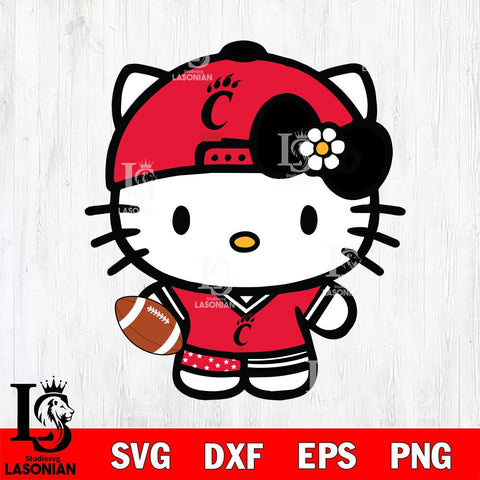 Cincinnati Bearcats Cute Hello Kitty Football 10 Svg Eps Dxf Png File, NCAA svg, Digital Download, Instant Download