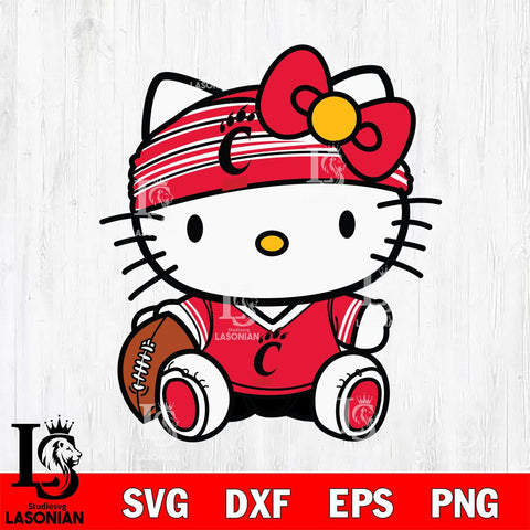 Cincinnati Bearcats Cute Hello Kitty Football 12 Svg Eps Dxf Png File, NCAA svg, Digital Download, Instant Download