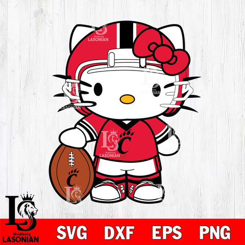 Cincinnati Bearcats Cute Hello Kitty Football 3 Svg Eps Dxf Png File, NCAA svg, Digital Download, Instant Download