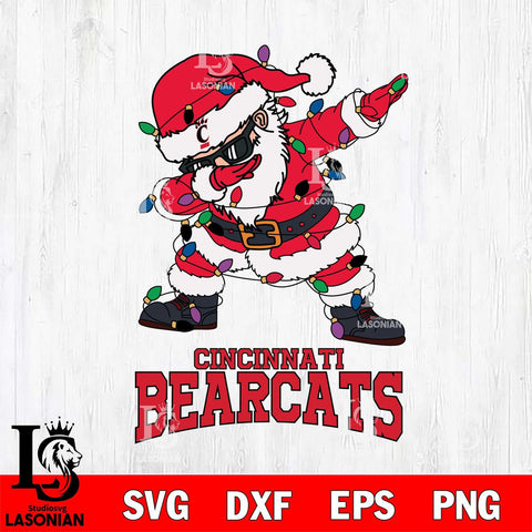 Cincinnati Bearcats Dabbing Santa Claus Ugly Christmas Svg dxf eps png pdf file,NCAA svg,Digital Download,Cricut file