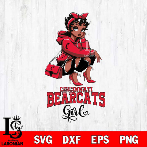 Cincinnati Bearcats Fashion Black Fan Girl Betty Boop, Svg Eps Dxf Png File, Digital Download