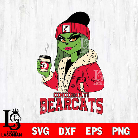 Cincinnati Bearcats Girls Grinch Bougie Svg Eps Dxf Png File, Digital Download, Instant Download