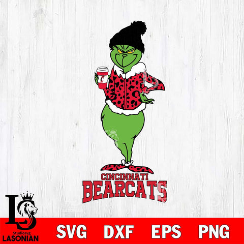 Cincinnati Bearcats Grinch Leopard Coffee Svg Eps Dxf Png File, Digital Download, Instant Download