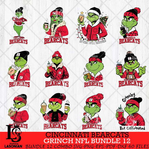 Cincinnati Bearcats Grinch NCAA  Bundle 12 SVG Eps Dxf Png File, Digital Download, Instant Download