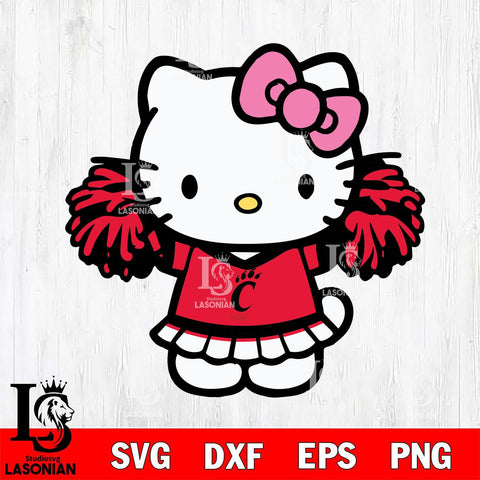 Cincinnati Bearcats Hello Kitty Cheerleader 3 Svg Eps Dxf Png File, Digital Download, Instant Download