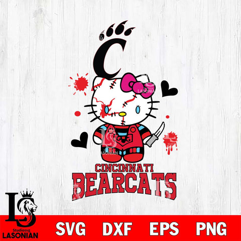 Cincinnati Bearcats Hello Kitty Horror 2 Svg Eps Dxf Png File, Digital Download