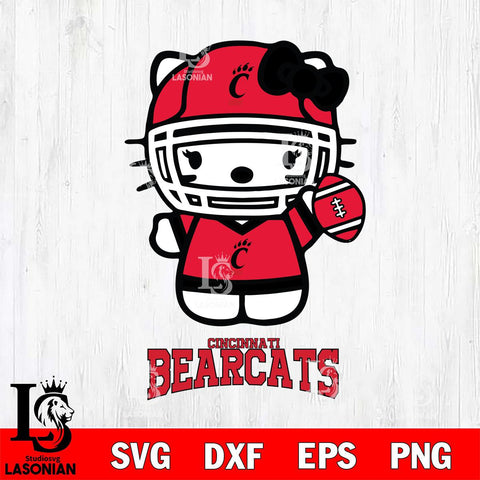 Cincinnati Bearcats Hello Kitty NCAA 1 Svg Eps Dxf Png File, Digital Download, Instant Download