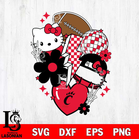 Cincinnati Bearcats Hello Kitty NCAA 2 Svg Eps Dxf Png File, Digital Download, Instant Download