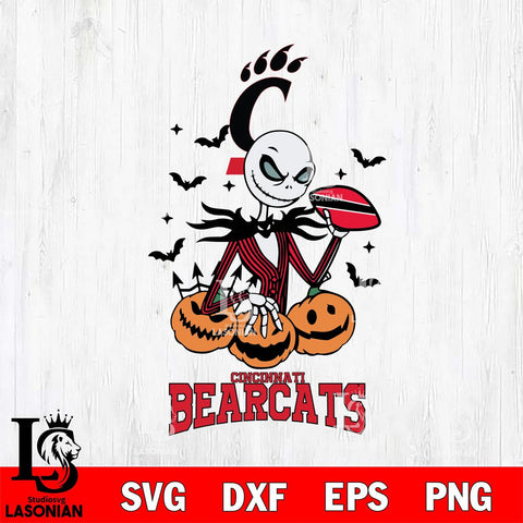 Cincinnati Bearcats Jack Skellington 2 halloween Svg Eps Dxf Png File, NCAA svg, Digital Download, Instant Download