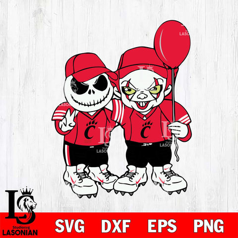 Cincinnati Bearcats Jack Skellington And Pennywise Football Svg Eps Dxf Png File, NCAA svg, Digital Download, Instant Download