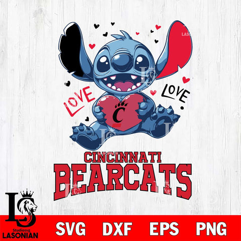 Cincinnati Bearcats Love Stitch, Svg Eps Dxf Png File, Digital Download