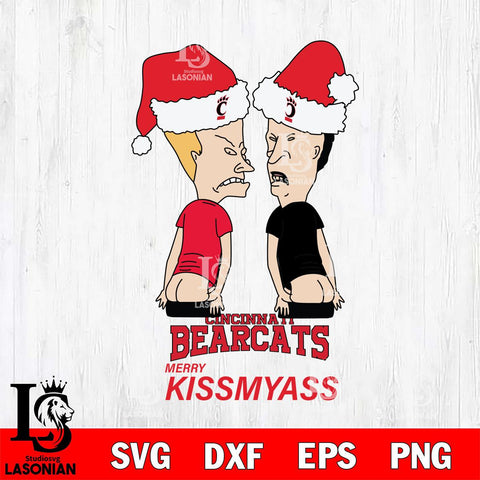 Cincinnati Bearcats Merry KissMyass Svg Eps Dxf Png File,NCAA Svg Files,Digital Download,Sublimation,Instant Download