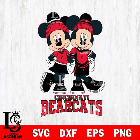 Cincinnati Bearcats Mickey And Minnie Mouse Football Svg Eps Dxf Png File, NCAA svg , File Cut , Digital Download , Instant Download, Cut Svg Files