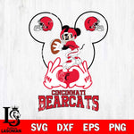 Cincinnati Bearcats Mickey Heart Rugby Svg Eps Dxf Png File, Digital Download ,Instant Download, Cricut File