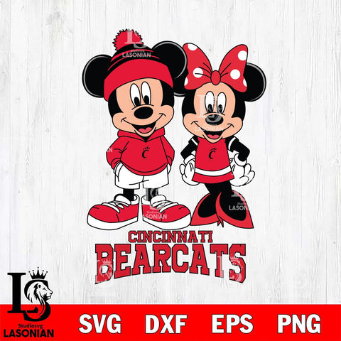 Cincinnati Bearcats Mickey Minnie Mouse Cute Football Svg Eps Dxf Png File, NCAA svg , File Cut , Digital Download , Instant Download, Cut Svg Files