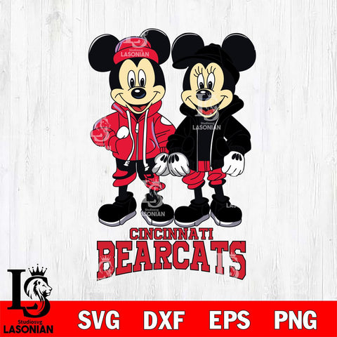 Cincinnati Bearcats Mickey Minnie Mouse Football Svg Eps Dxf Png File, NCAA svg , File Cut , Digital Download , Instant Download, Cut Svg Files