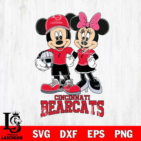 Cincinnati Bearcats Mickey Minnie Mouse Helmet Svg Eps Dxf Png File, NCAA svg , File Cut , Digital Download , Instant Download, Cut Svg Files