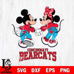 Cincinnati Bearcats Mickey Minnie Valentine Rugby Svg Eps Dxf Png File, Digital Download ,Instant Download, Cricut File