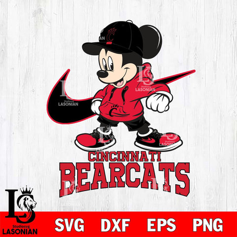 Cincinnati Bearcats Mickey Mouse NIKE, Svg Eps Dxf Png File, Digital Download