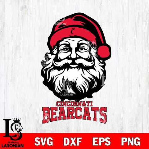 Cincinnati Bearcats Santa Claus Christmas Svg dxf eps png pdf file,NCAA svg,Digital Download,Cricut file