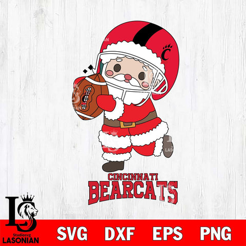 Cincinnati Bearcats Santa Claus Cute Svg dxf eps png pdf file,NCAA svg,Digital Download,Cricut file