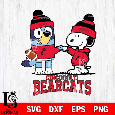 Cincinnati Bearcats Snoopy & Bluey Football Svg Eps Dxf Png File,NCAA Svg Files,Chill Guy svg ,Digital Download ,Instant Download, Cricut File