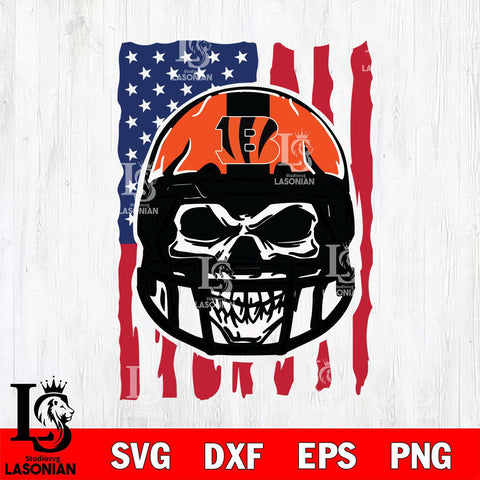 Cincinnati Bengals American Skull Helmet Svg Eps Dxf Png File, Digital Download, Instant Download