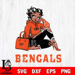 Cincinnati Bengals Awesome Black Fan Girl Betty Boop Svg Eps Dxf Png File, Digital Download, Instant Download