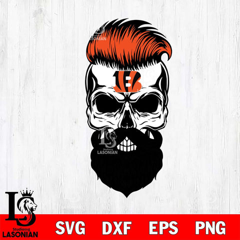 Cincinnati Bengals Badass Beard Skull SVG