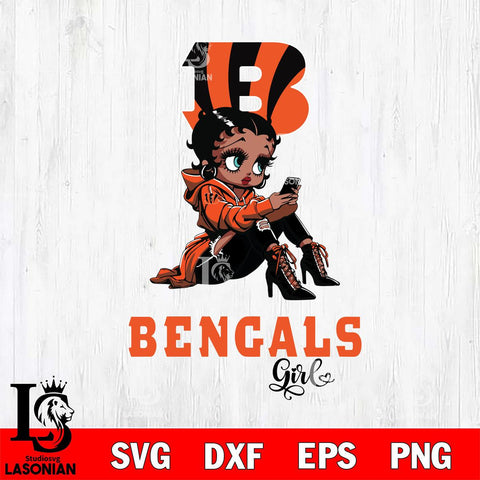 Cincinnati Bengals Beauty Black Fan Girl Football Svg Eps Dxf Png File, Digital Download, Instant Download