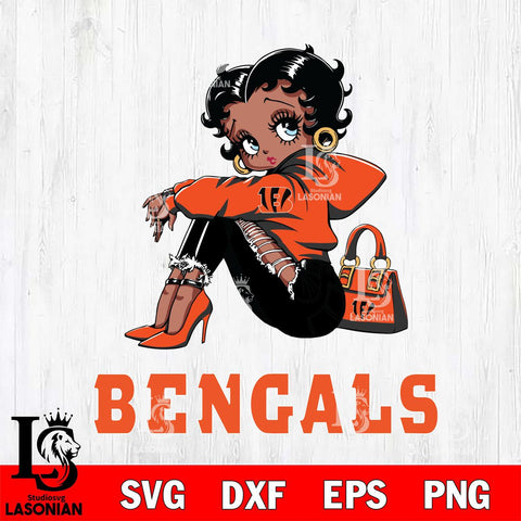 Cincinnati Bengals Betty Boop Black Fan Girl Svg Eps Dxf Png File, Digital Download, Instant Download