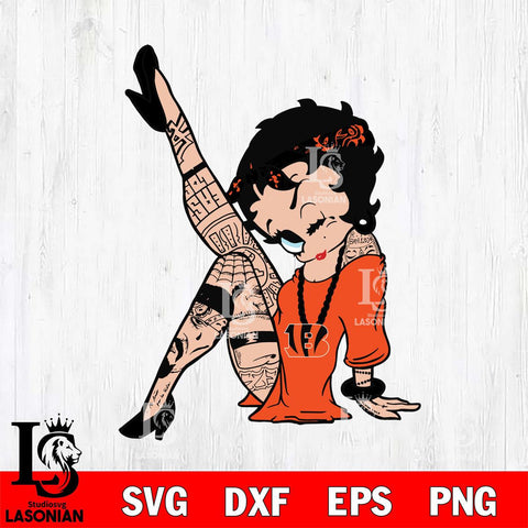 Cincinnati Bengals Betty Boop Tattoo Girl Svg Eps Dxf Png File, Digital Download, Instant Download