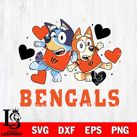 Cincinnati Bengals Bluey & Bingo 10 Svg Eps Dxf Png File, NFL svg, Digital Download, Instant Download