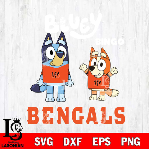 Cincinnati Bengals Bluey & Bingo 4 Svg Eps Dxf Png File, NFL svg, Digital Download, Instant Download