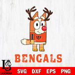 Cincinnati Bengals Bluey Chilli Christmas Deer Svg Eps Dxf Png File, Digital Download