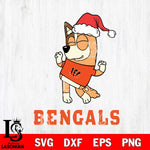 Cincinnati Bengals Bluey Chilli Happy Christmas Svg Eps Dxf Png File, Digital Download