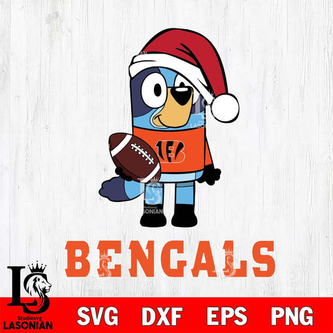 Cincinnati Bengals Bluey Christmas Svg Eps Dxf Png File, Digital Download