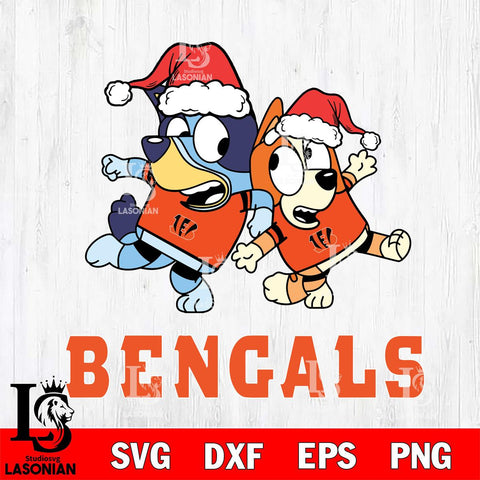 Cincinnati Bengals Bluey Christmas Holiday Svg Eps Dxf Png File, Digital Download