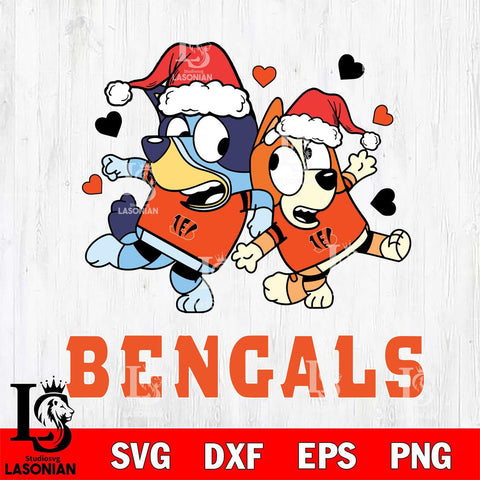 Cincinnati Bengals Bluey Christmas NFL Svg Eps Dxf Png File, Digital Download