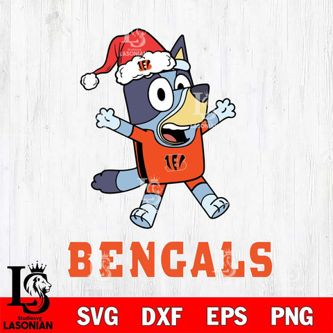 Cincinnati Bengals Bluey Happy Christmas Svg Eps Dxf Png File, Digital Download