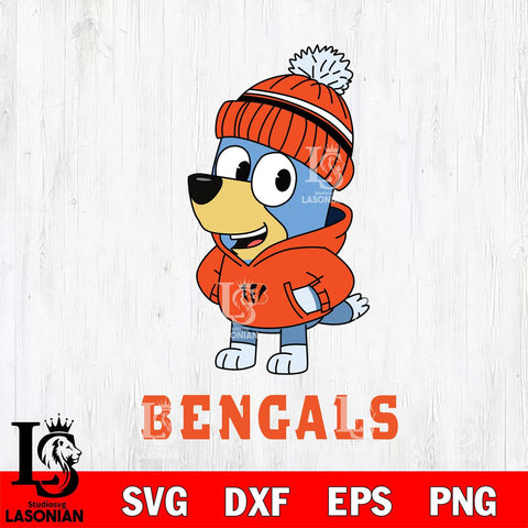 Cincinnati Bengals Bluey Hoodie Sport Svg Eps Dxf Png File, Digital Download ,Instant Download, Cricut File