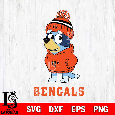 Cincinnati Bengals Bluey Hoodie rugby Svg Eps Dxf Png File, Digital Download ,Instant Download, Cricut File