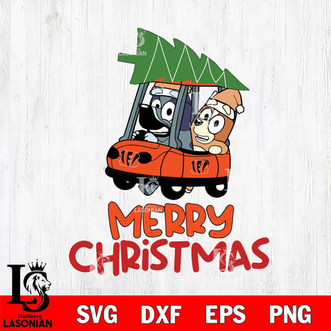 Cincinnati Bengals Bluey Merry Christmas Svg Eps Dxf Png File, Digital Download